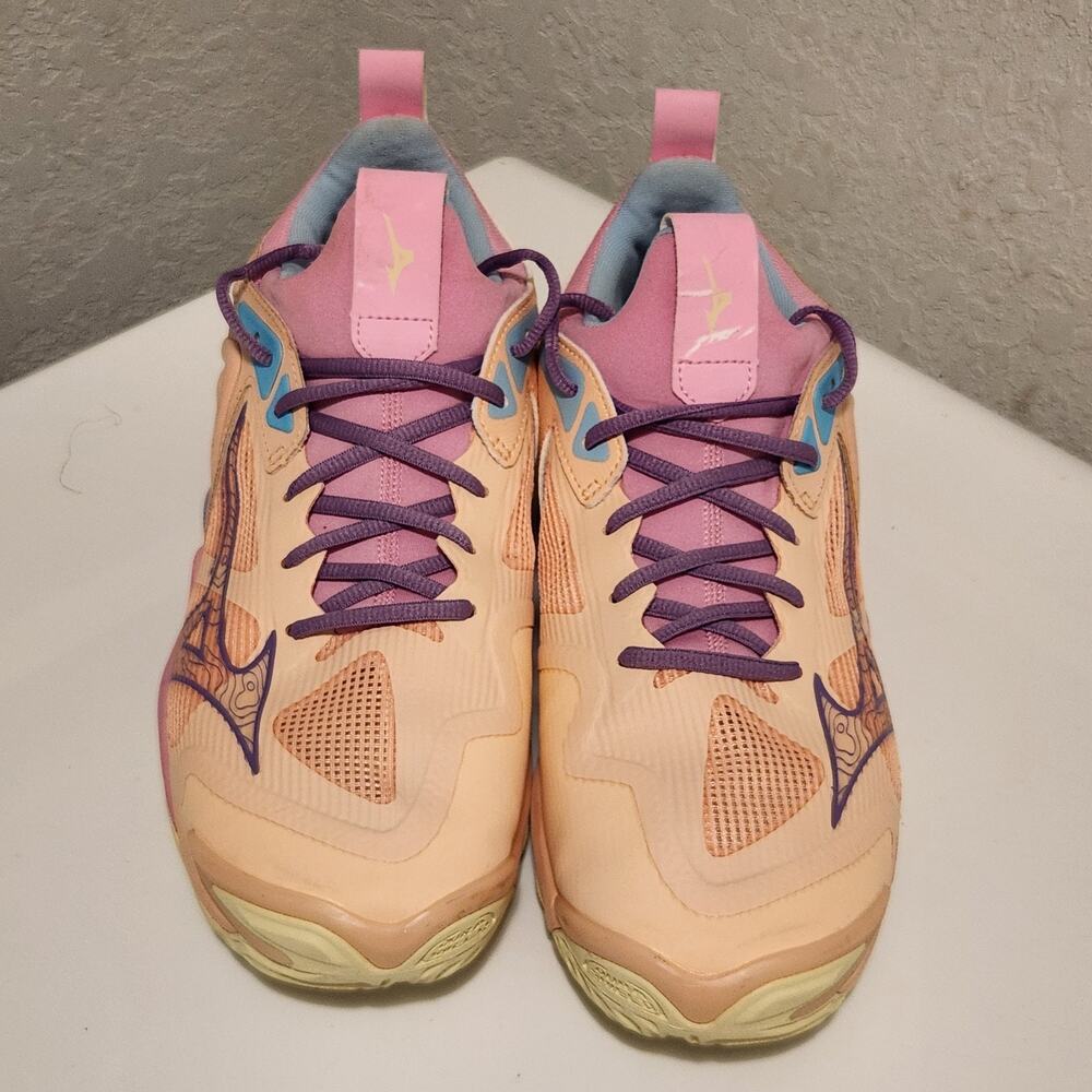 Mizuno Wave Momentum Men's Volleyball Court Shoes Size 10 Peach Pink Purple...